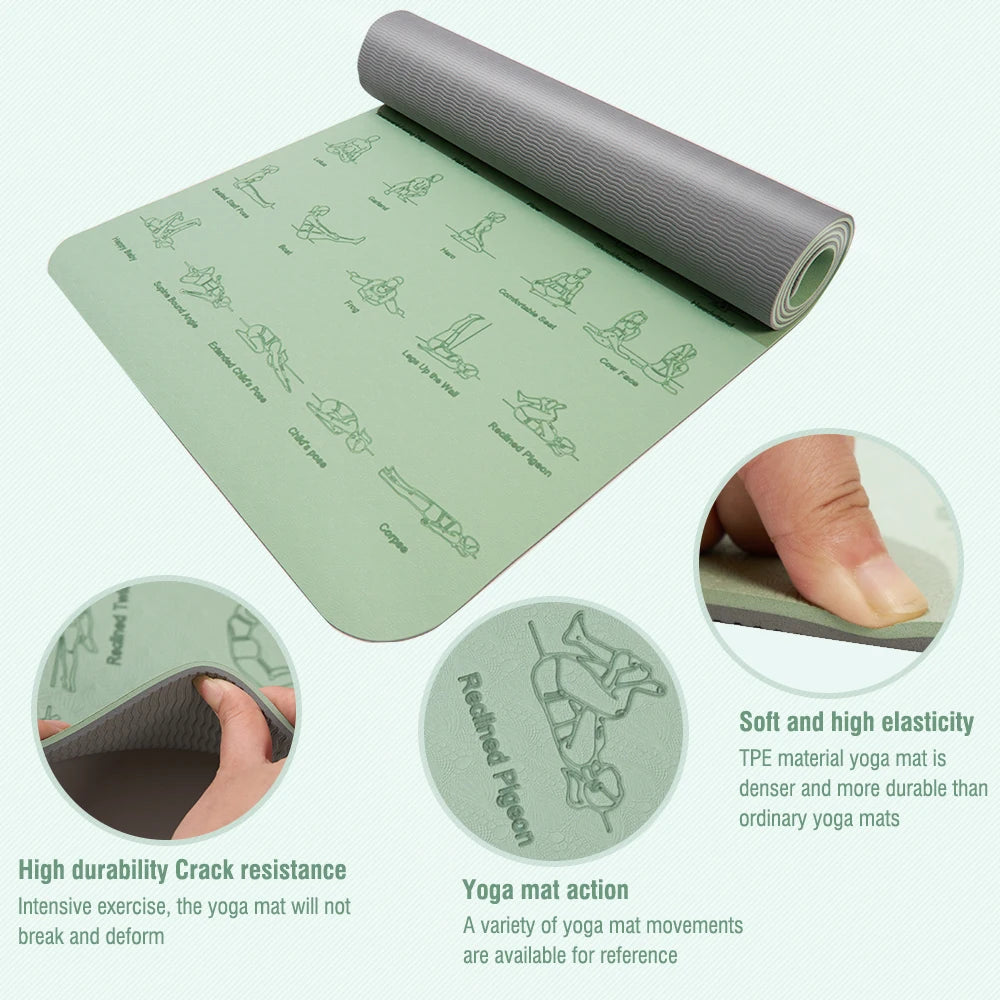 Non-Slip Yoga Mat with poses