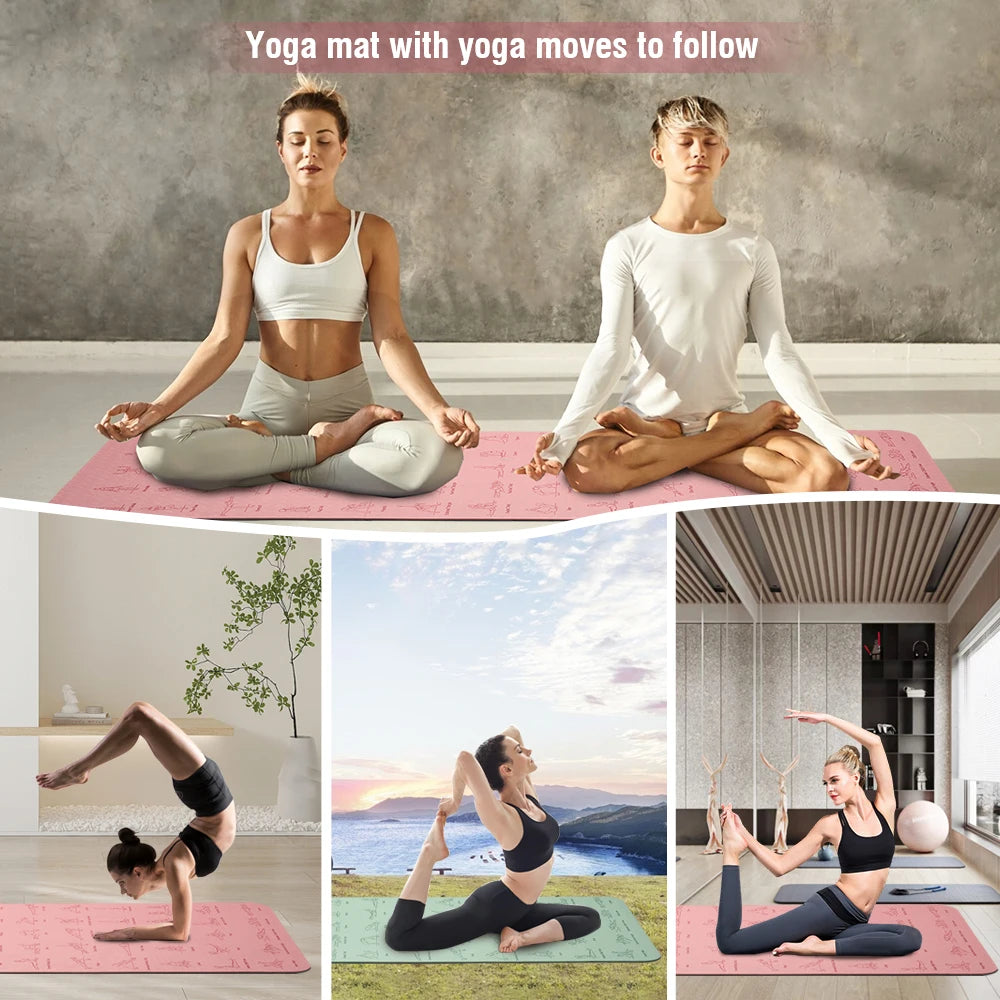 Non-Slip Yoga Mat with poses