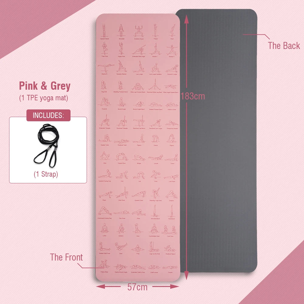 Non-Slip Yoga Mat with poses