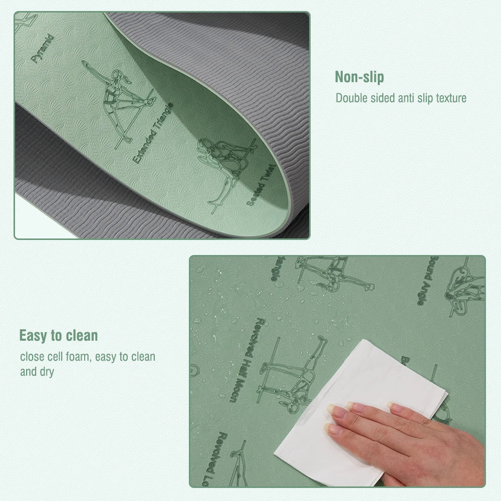 Non-Slip Yoga Mat with poses