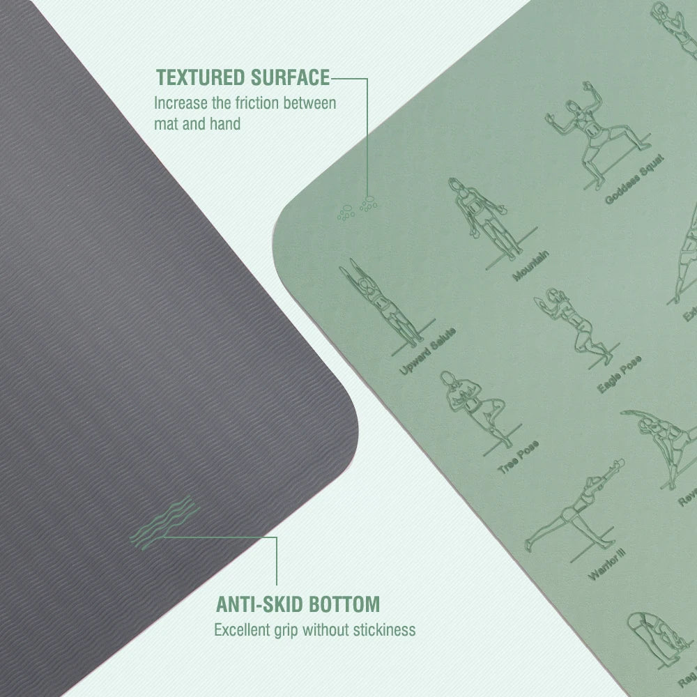 Non-Slip Yoga Mat with poses