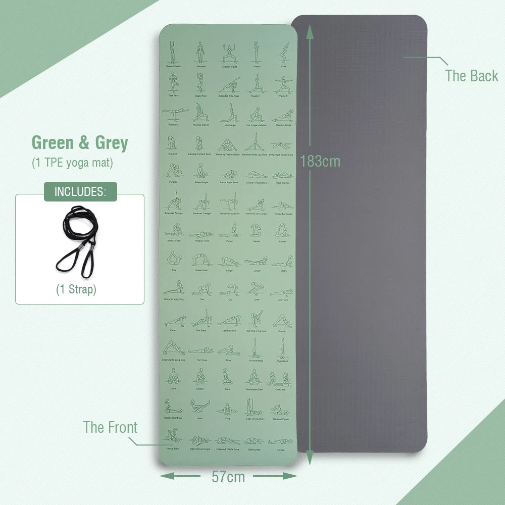 Non-Slip Yoga Mat with poses