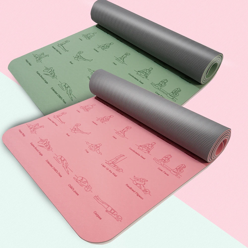 Non-Slip Yoga Mat with poses