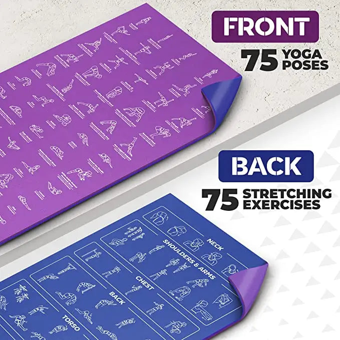 Yoga Mat with 75 Poses and 75 stretches