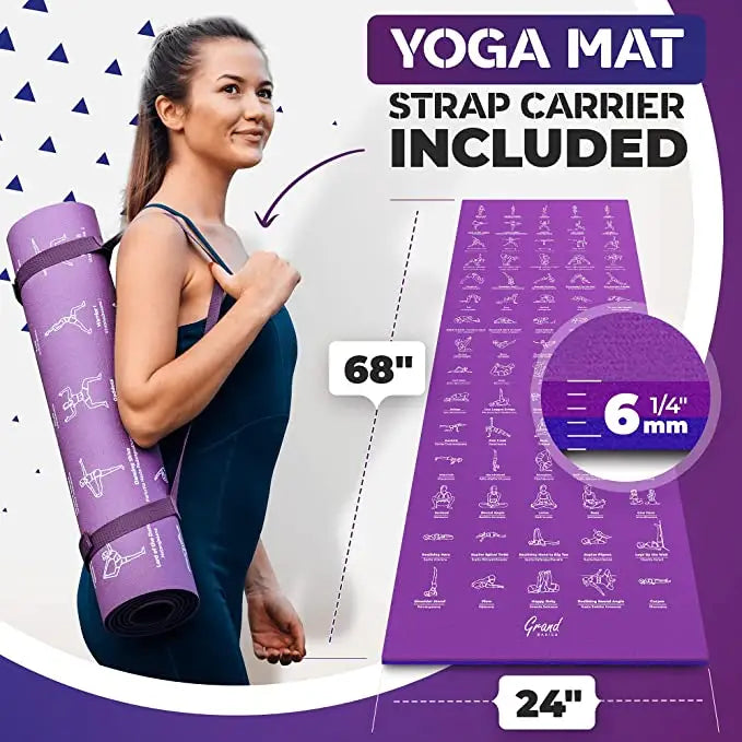 Yoga Mat with 75 Poses and 75 stretches